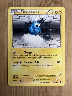 Thundurus - 35/98 - Pokemon Emerging Powers Black & White Holo Rare Card MP - Image 1