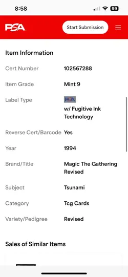 TSUNAMI Revised Edition 1994 Magic the Gathering MTG TCG PSA 9 MINT 🔥Low Pop🔥 - Image 5