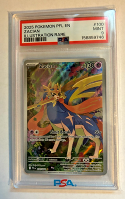 2025 POKEMON PFL EN-PHANTASMAL FLAMES 100 ZACIAN ILLUSTRATION RARE PSA MINT 9 - Image 1