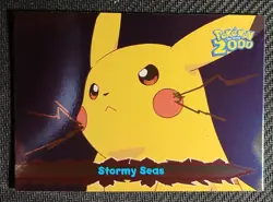 Topps Pokemon The Movie 2000 PIKACHU STORMY SEAS SILVER FOIL CARD #19 BLue Logo - Image 1
