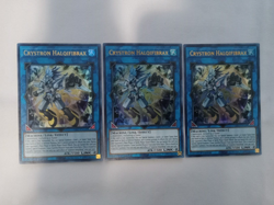 YUGIOH CRYSTRON HALQIFIBRAX x3 LINK MONSTER ULTRA RARE PLAYSET! GREAT TUNER CARD - Image 1