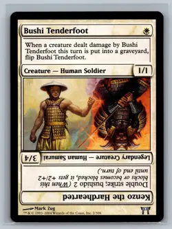 MTG Champions of Kamigawa Bushi Tenderfoot / Kenzo the Hardhearted #2/306 TCG - Image 1