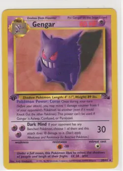 Pokemon TCG Fossil Gengar Holo Rare First Edition 20/62 - Image 1