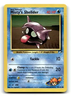 Misty's Shellder 89/132 Common Gym Heroes Pokemon Unlimited MP - Image 1