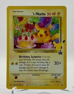 Pokemon Celebrations 25th Anniversary Birthday Pikachu #24 Black Star Promo NM - Image 1