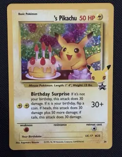 Pokemon Pikachu TCG Holo Rare Birthday Celebrations Card #24 - Image 1