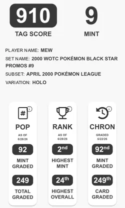 Mew #9 - Black Star Promo - Holo - Wizards of the Coast 2000 Vintage TAG 9 MINT - Image 3