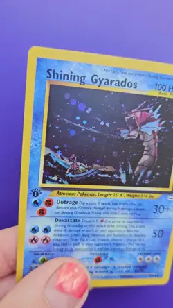 CUSTOM Pokemon Shining Gyarados 65/64 Holographic Neo Revelation HANDMADE - Image 2