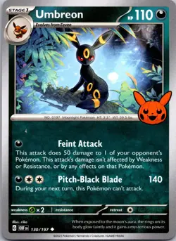 Umbreon 130/197 Uncommon Trick or Trade BOOster 2024 Pokemon Near Mint - Image 1