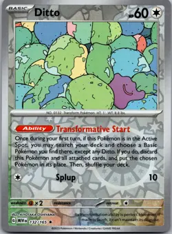 Ditto 132/165 Rare 151 Pokemon Reverse Holo Near Mint - Image 1