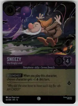 Sneezy - Startlingly Loud Cold Foil Wilds Unknown 42/204 Disney Lorcana NM - Image 1