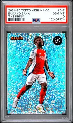 2024-25 Topps Merlin UCC Bukayo Saka The Shiny #S-7 Arsenal Case Hit PSA 10 - Image 1