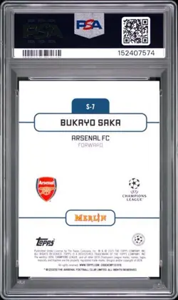 2024-25 Topps Merlin UCC Bukayo Saka The Shiny #S-7 Arsenal Case Hit PSA 10 - Image 2