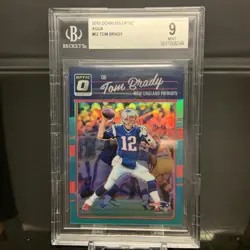 2016 Panini Donruss Tom Optic Brady Aqua Prizm /299 First Year Optic BGS 9 Rare - Image 2