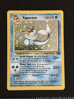 Pokemon TCG Vaporeon Jungle Holo Rare Unlimited 12/64 1999 English WOTC LP/MP - Image 1