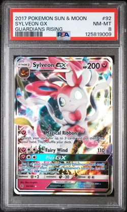 PSA 8 NM-MT 2017 POKEMON SUN & MOON GUARDIANS RISING #92 SYLVEON GX - Image 1