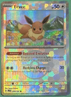 Prismatic Evolutions Eevee 74/131 (Poke Ball) Reverse Holo TCG Pokemon Card - Image 1