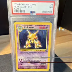 Wotc Alakazam Base Set 2 001/130 2000 English Holo Rare Stage 2 80 HP PSA 7 - Image 1