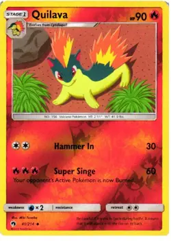Quilava 41/214 Uncommon Lost Thunder Pokemon Reverse Holo Near Mint - Image 1