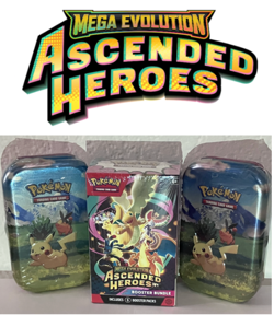 Factory Sealed Lot of Pokemon Ascended Heroes Booster Bundle & 2 Mini Tins - Image 1