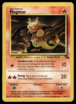 MAGMAR - 39/62 Uncommon Fossil Pokemon Unlimited HP - Image 1