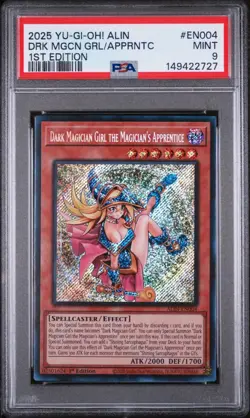 YuGiOh Dark Magician Girl the Magician's Apprentice (PSA 9) ALIN-EN004 1st Ed - Image 1