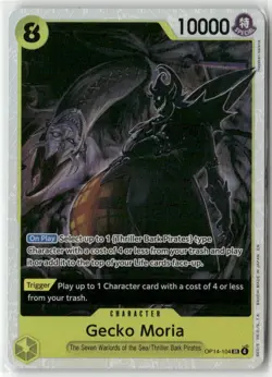 Gecko Moria OP14-104 Super Rare The Azure Sea's Seven One Piece Foil Near Mint - Image 1