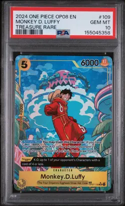MONKEY D. LUFFY PSA 10 2024 ONE PIECE OP08 TWO LEGENDS TREASURE RARE #109 - Image 1