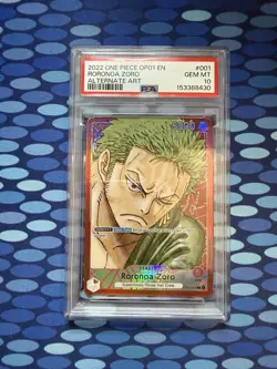 2022 One Piece OP-01 Romance Dawn Roronoa Zoro #001 Alt Art PSA 10 *English - Image 1
