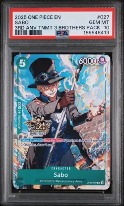 2025 ONE PIECE 3RD ANNIVERSARY TOURNAMENT 3 BROTHERS PACK SABO 027 PSA 10 - Image 2
