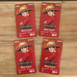 One Piece TCG OP-13 Carrying On His Will Sleeved Booster Pack Lot of 4 English - Image 1