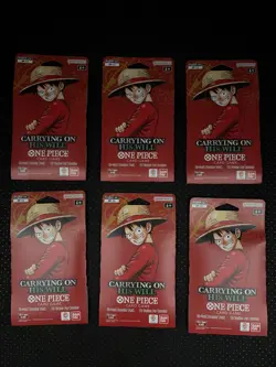 One Piece TCG OP-13 Carrying On His Will Sleeved Booster Pack Lot of 6 English - Image 1