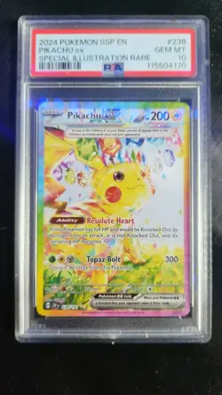 Pokemon Surging Sparks Pikachu EX Card 238/191 PSA Gem Mint 10 - Image 1