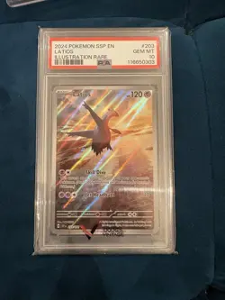 Pokemon TCG Latios 203/191 Sv08 Surging Sparks Illustration Rare Holo PSA 10 - Image 1