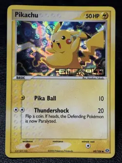 Pikachu 60/106 - Stamped Reverse Holo - Vintage Pokemon TCG: EX Emerald - LP - Image 1