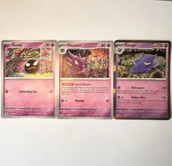 Gastly, Haunter & Gengar Pokemon TCG Lot 3 ENG 092-094/165 By Tomokau Komiya - Image 1