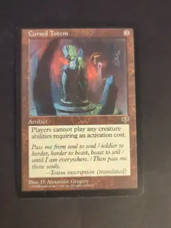 MTG Mirage Cursed Totem Vintage 1996 Magic The Gathering Card LP - Image 1