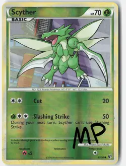 Scyther 65/90 Common HGSS Undaunted Pokemon Reverse Holo Moderately Played - Image 1