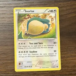 Pokemon TCG Card Snorlax 77/124 Fates Collide 2016 Non-Holo Rare Tomokazu LP - Image 1