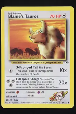 Blaine's Tauros - 64 - Gym Heroes - Pokemon Card - Near Mint - Image 1