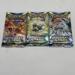 Pokemon Sword & Shield Brilliant Stars TCG Booster Pack Lot of 3 New/Sealed - Image 1