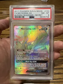 Pokemon 2017 Necrozma GX 153/147 Full Art Secret Rare Burning Shadows PSA 8 - Image 1