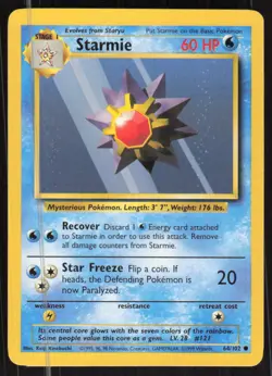 Pokemon TCG Base Set #64/102 Starmie MP - Image 1