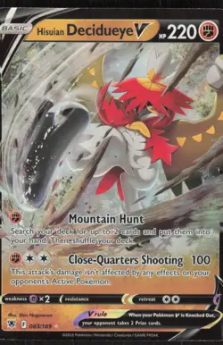 Pokemon TCG SWSH10: Astral Radiance #083/189 Hisuian Decidueye V NM - Image 1
