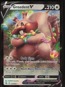 Pokemon TCG SWSH08: Fusion Strike #217/264 Greedent V NM - Image 1