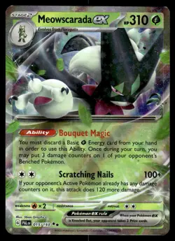 Pokemon TCG SV02: Paldea Evolved #015/193 Meowscarada ex LP - Image 1