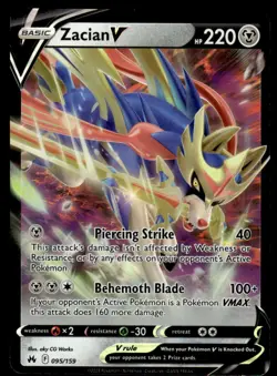 Pokemon TCG Crown Zenith #095/159 Zacian V LP - Image 1