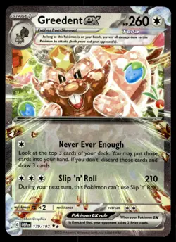 Pokemon TCG Obsidian Flames #179/197 Greedent EX NM - Image 1