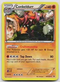 Conkeldurr 64/101 Noble Victories Holo Pokemon MP - Image 1