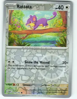 Rattata - Reverse Holo - 19/165 Scarlet & Violet 151 - Pokemon TCG - 2023 - Image 1